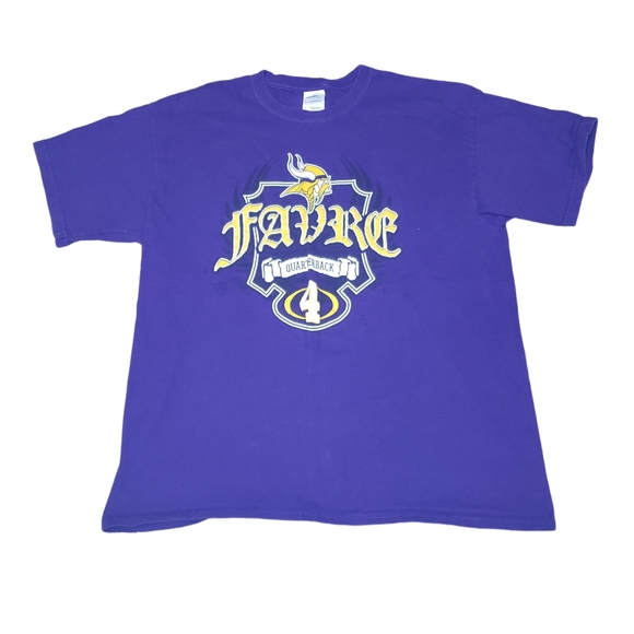Minnesota Vikings Shirt Brett Favre Tee Gildan NFL Football Tee Purple Large - Picture 1 of 3